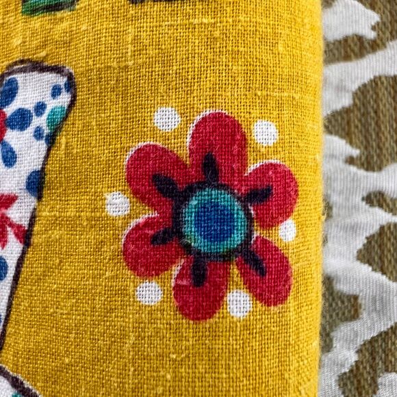 Retro Vintage HAND STITCHED Child Blanket Yellow Orange Multi Animals ADORABLE - Picture 10 of 13